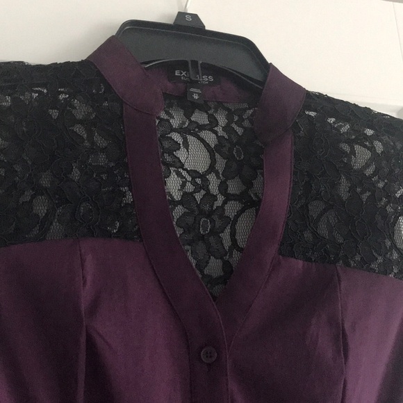 Purple lace button up from Express - Picture 2 of 3